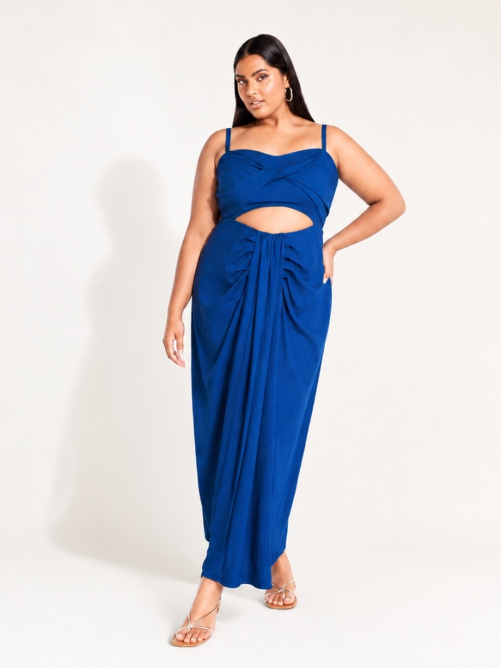 NWT City Chic April Cobalt Blue Twist-Front Cutout Maxi Dress 18